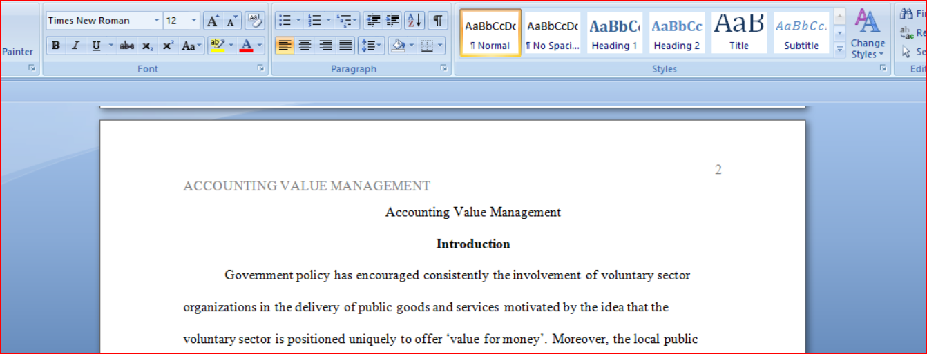 Accounting Value Management