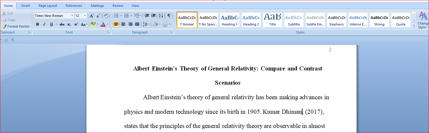 Albert Einstein’s Theory of General Relativity 1