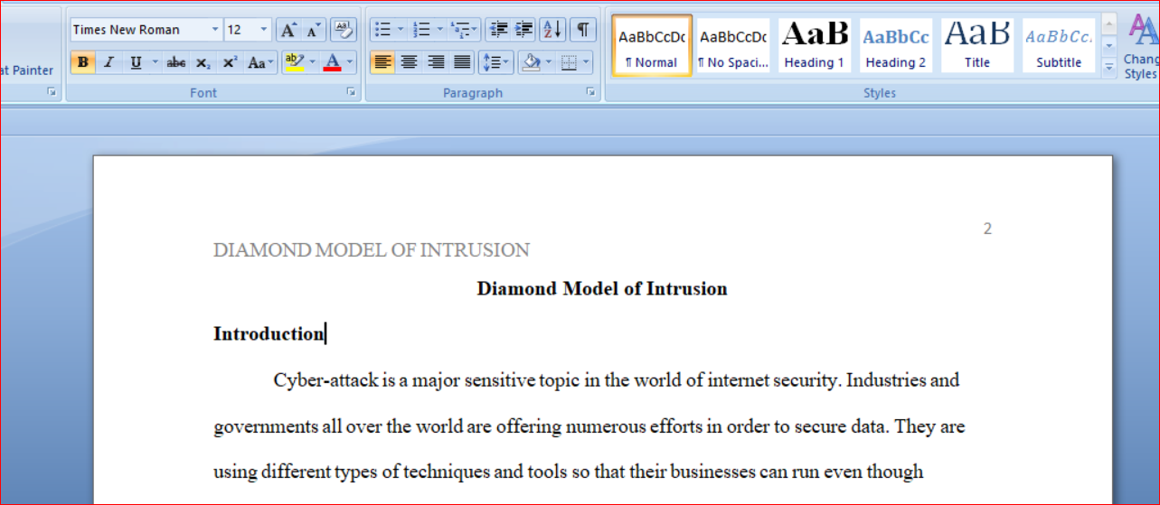 Diamond Model of Intrusion