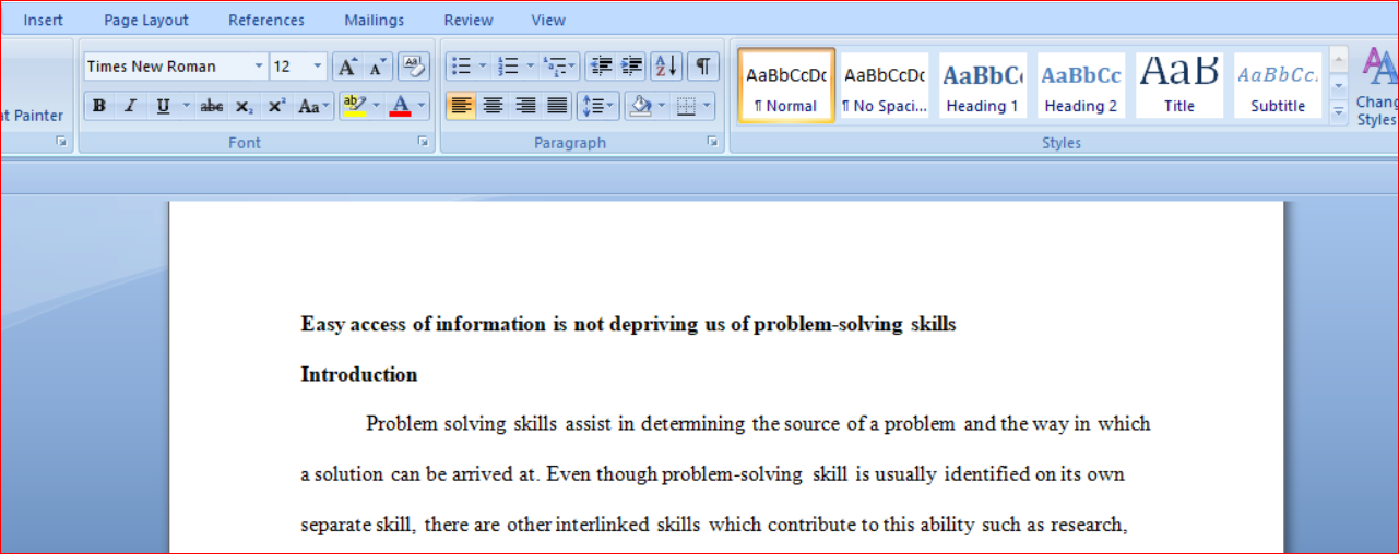 Easy access of information is not depriving us of problem-solving skills