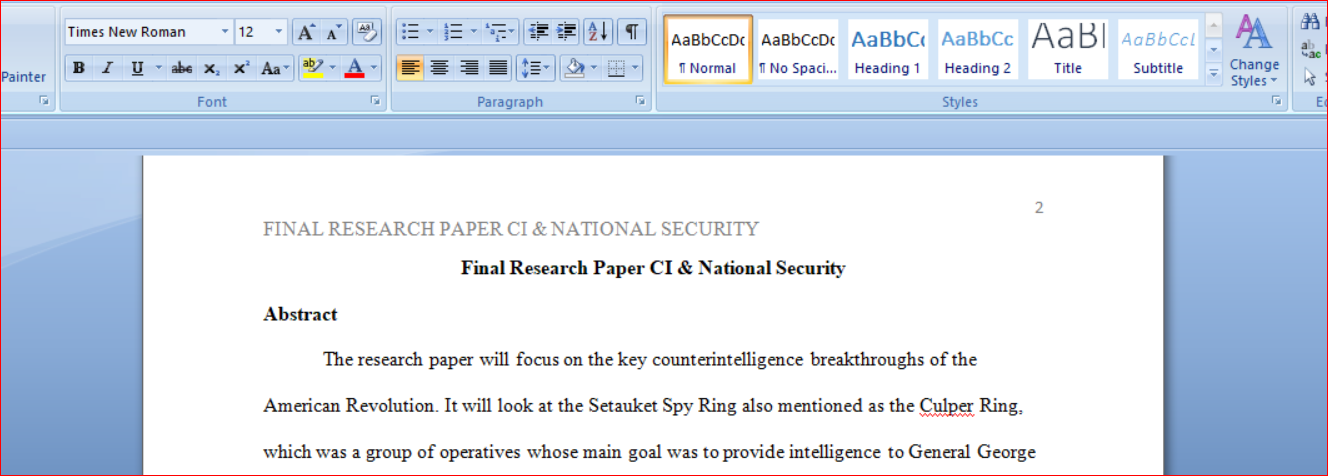 Final Research Paper CI& National Security