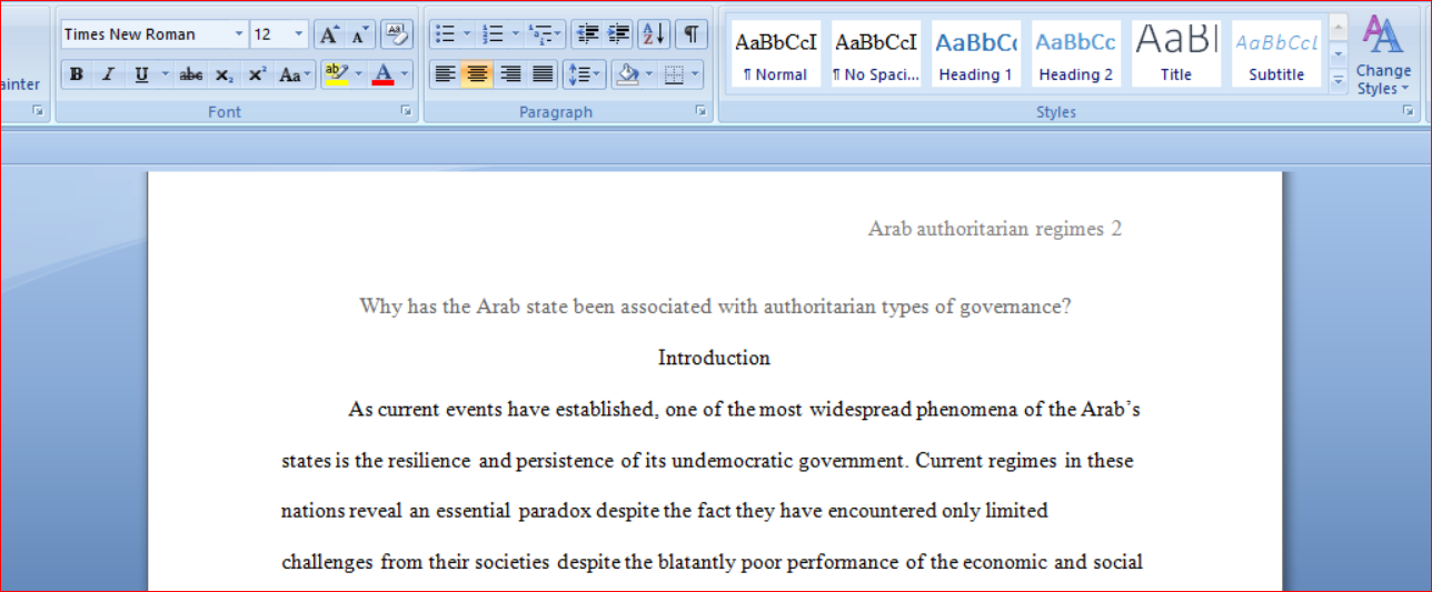 WHY HAS THE ARAB STATE BEEN ASSOCIATED WITH AUTHORITARIAN