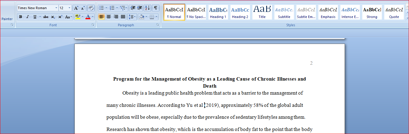 Management of Obesity as a Leading Cause of Chronic Illnesses and Death