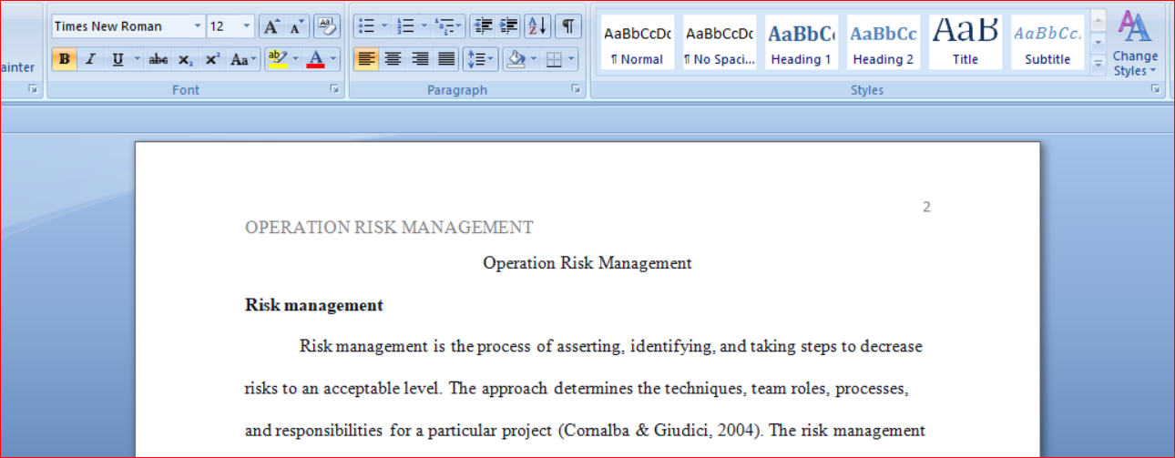 Operation Risk Management