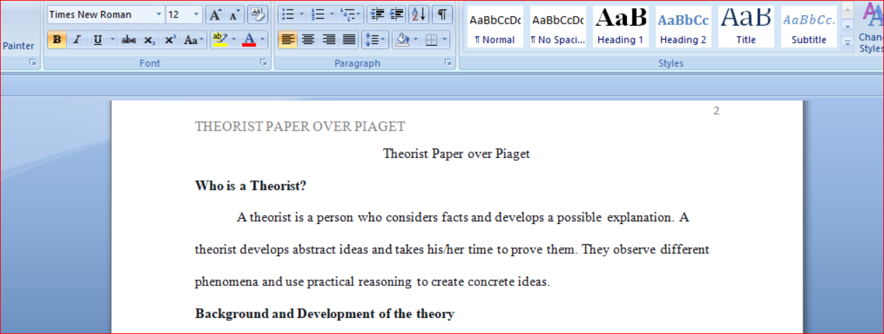 Theorist Paper over Piaget