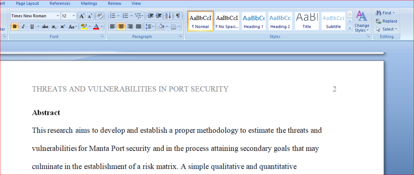 Threats and Vulnerabilities in Port Security