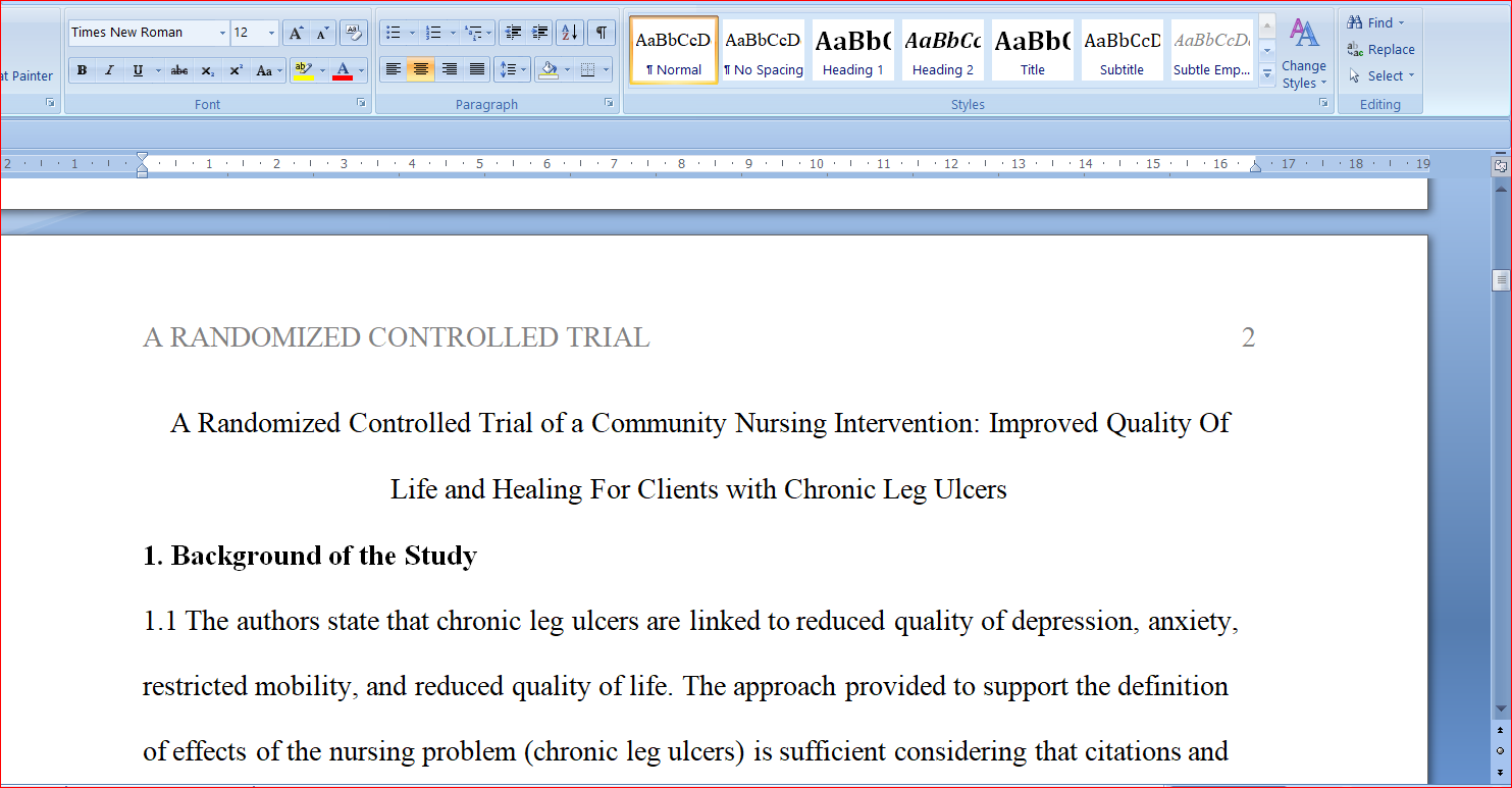 A Randomized Controlled Trial of a Community Nursing Intervention