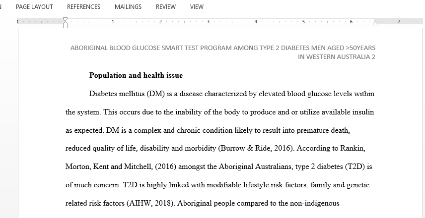 Aboriginal Blood Glucose Smart Test Programme amongst Type 2 Diabetes