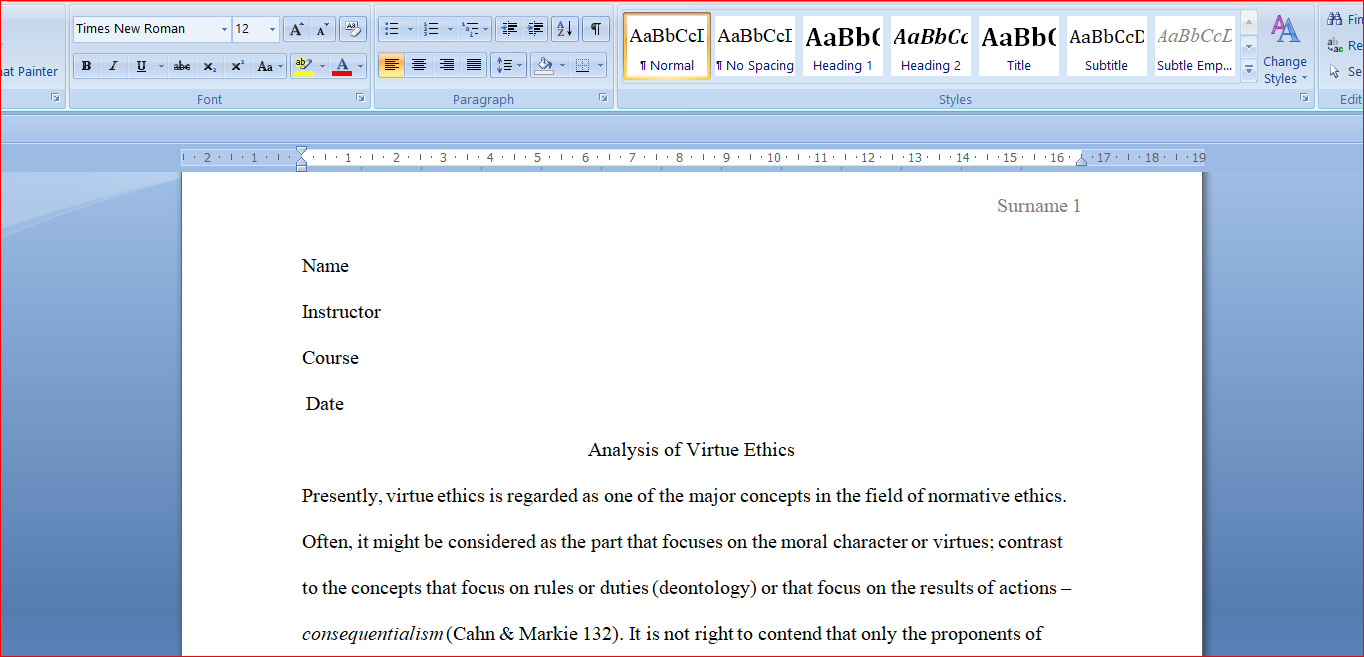 Analysis of Virtue Ethics