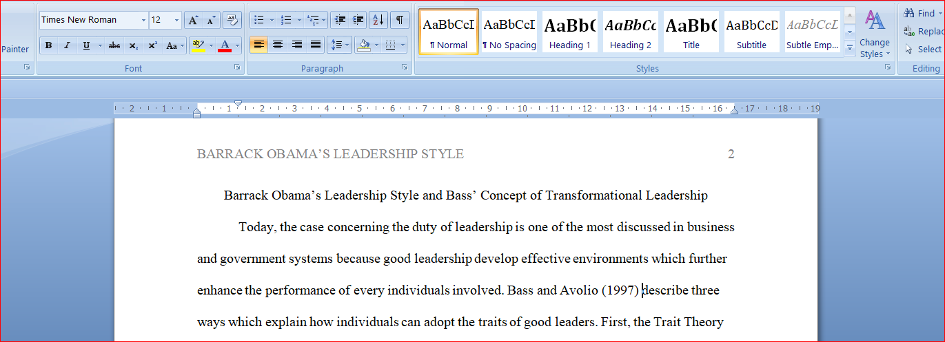Bass’ Concept of Transformational Leadership