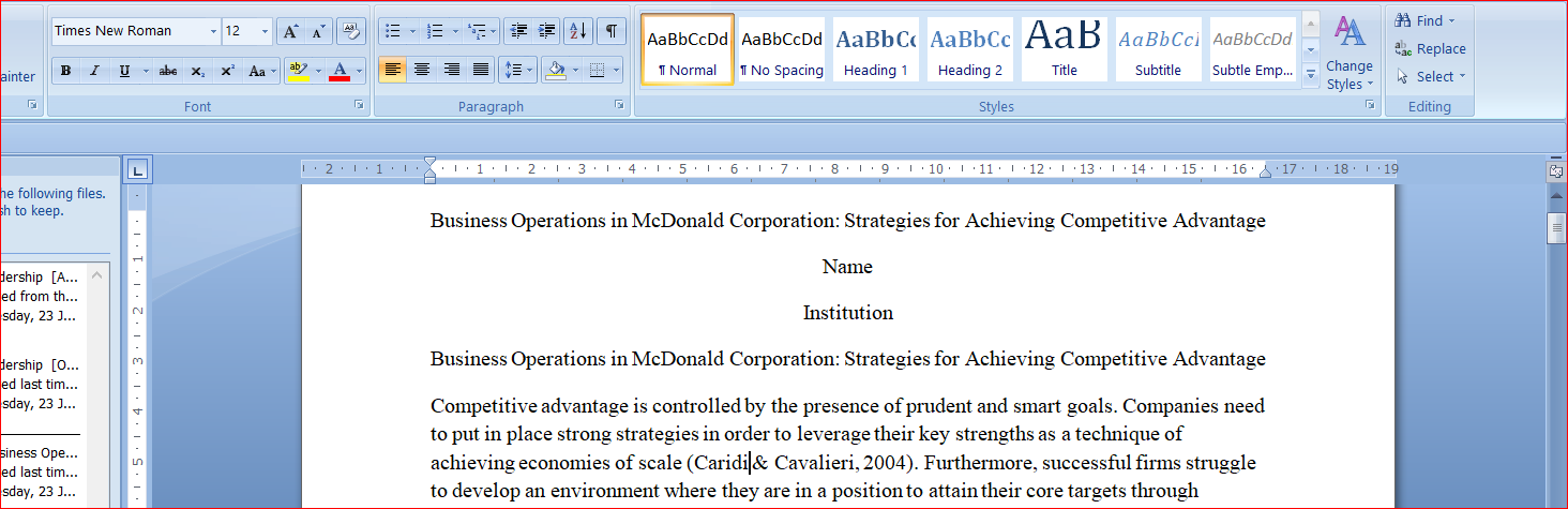 Business Operations in McDonald Corporation1