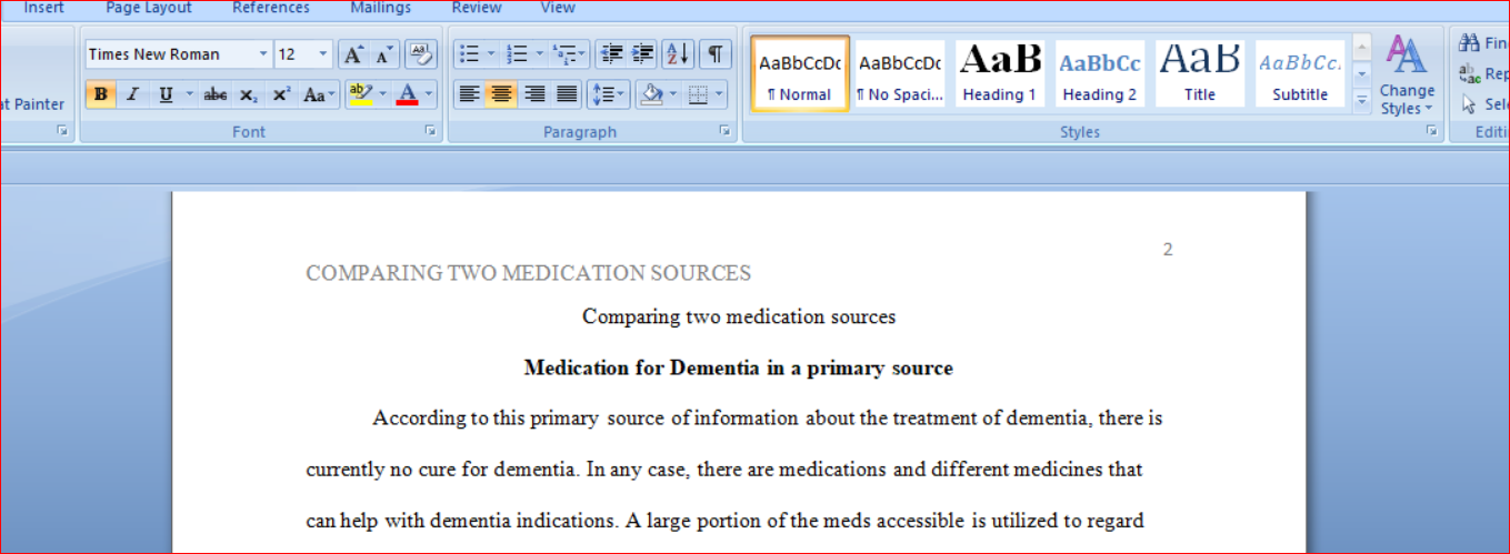 Comparing two medication sources