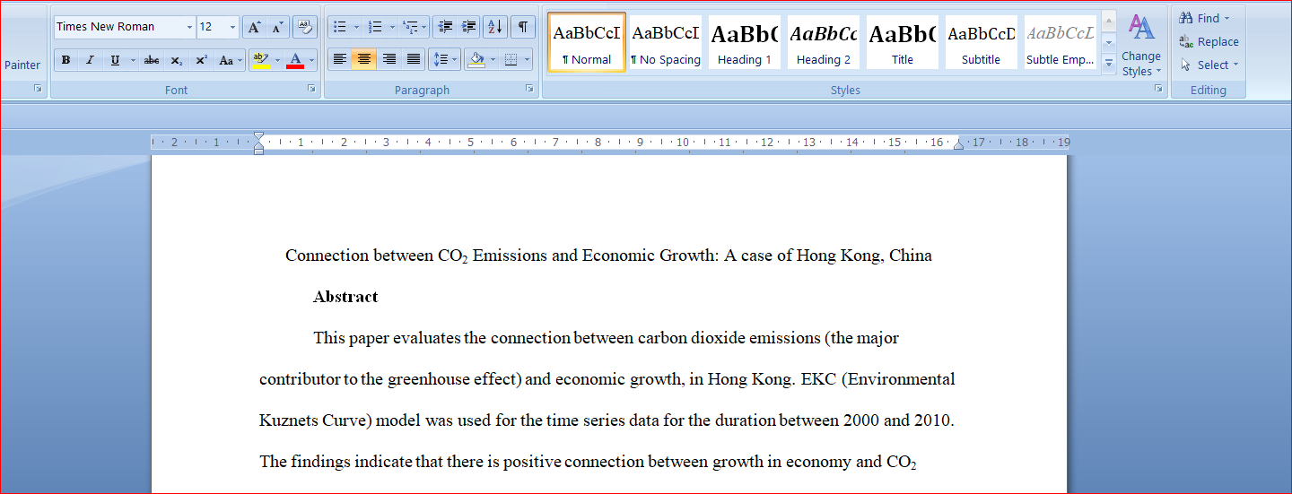 Connection between CO2 Emissions and Economic Growth