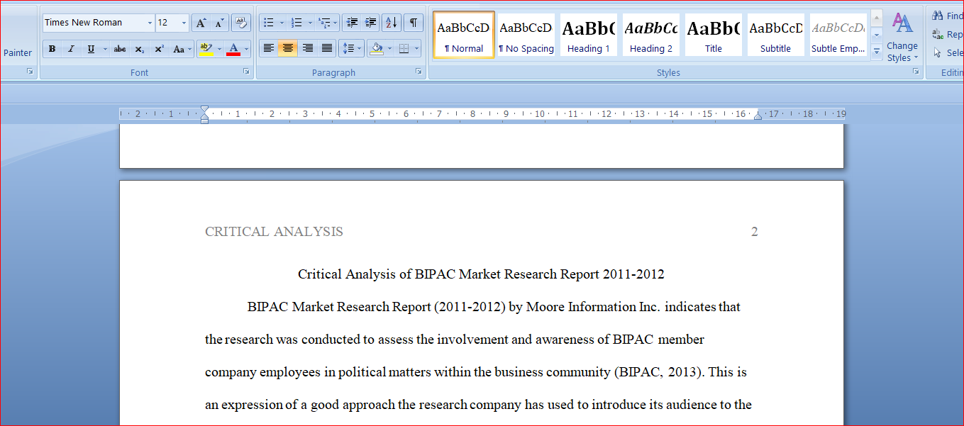 Critical Analysis of BIPAC Market Research