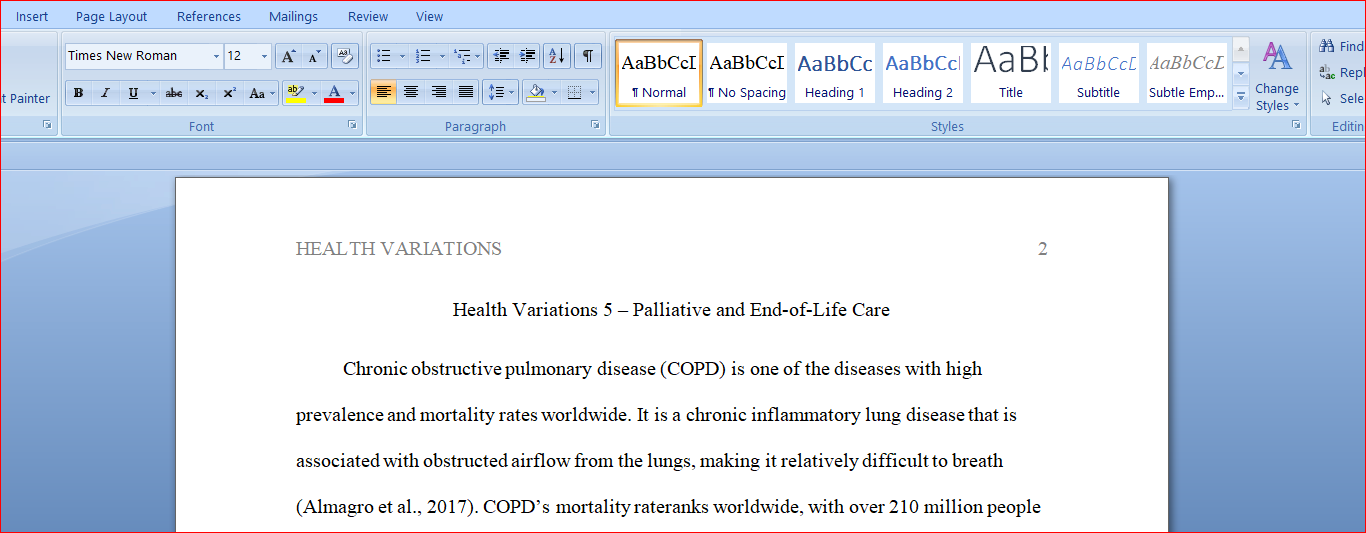 Describe palliative and end of life care