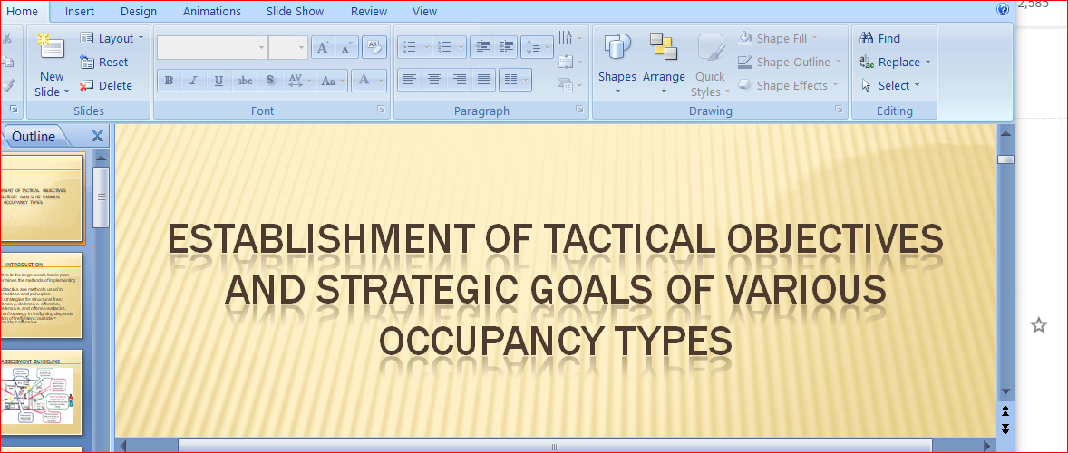 Establishment of Tactical Objectives and Strategic Goals of Various Occupancy Types