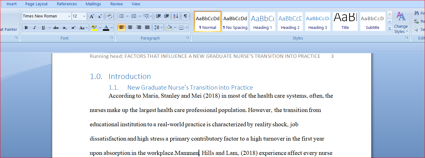 FactorsThat Influence a New Graduate Nurse’s Transition into Practice