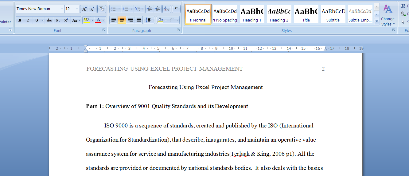 Forecasting Using Excel Project Management