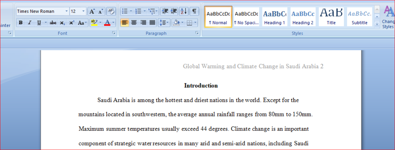 GLOBAL WARMING AND CLIMATE CHANGE IN SAUDI ARABIA