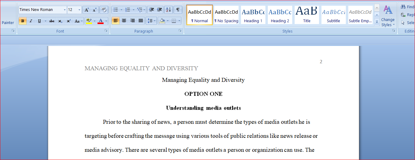 Managing Equality and Diversity1