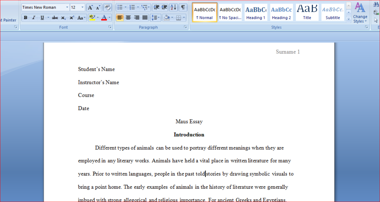 Maus Essay