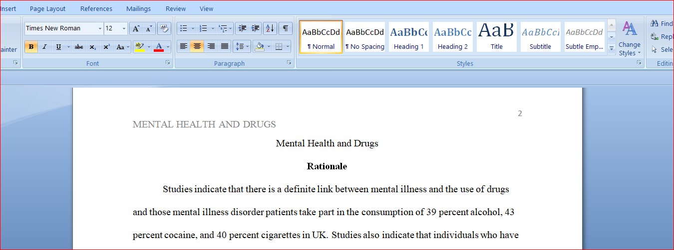 Mental Health and Drugs1