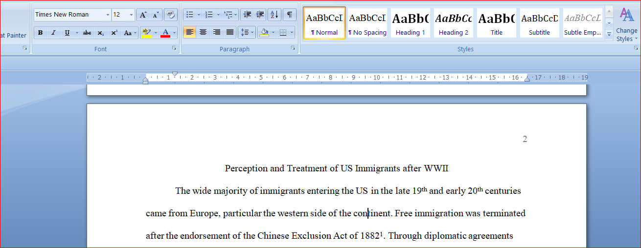 Perception and Treatment of US Immigrants after WWII