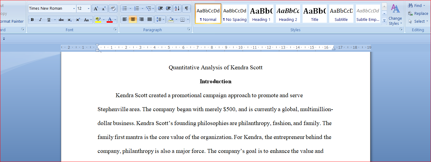Quantitative Analysis of Kendra Scott