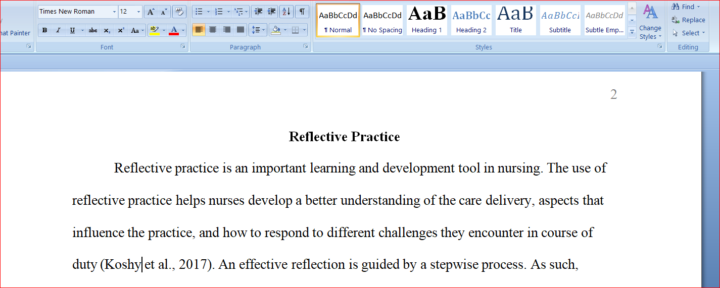 Reflective Practice 1