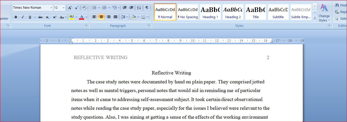 Reflective Writing