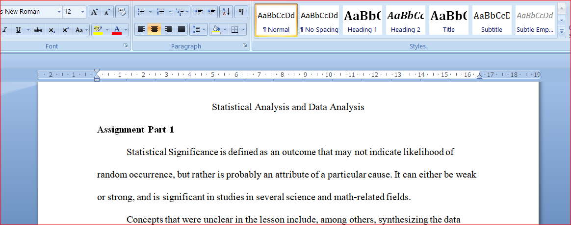 Statistical Analysis and Data Analysis