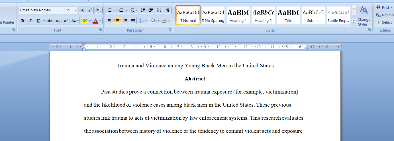 Trauma and Violence among Young Black Men in the United States