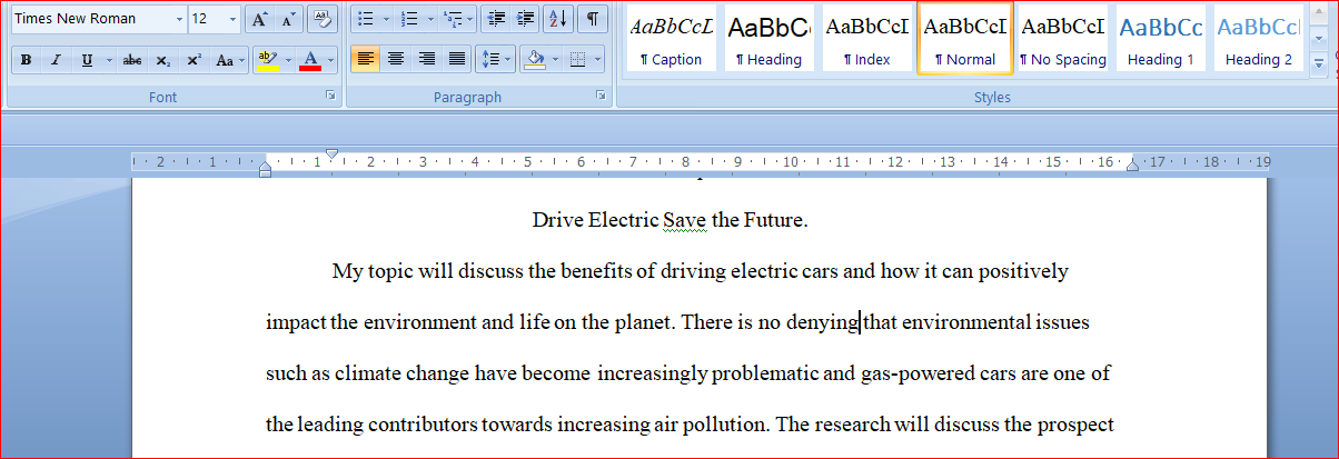 Write a proposal on driving electric to save the future