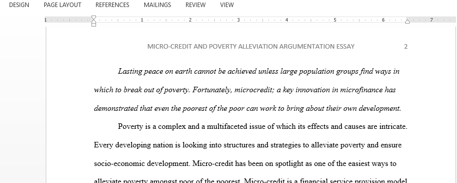 Write an essay on Micro-credit and Poverty Alleviation Argumentative