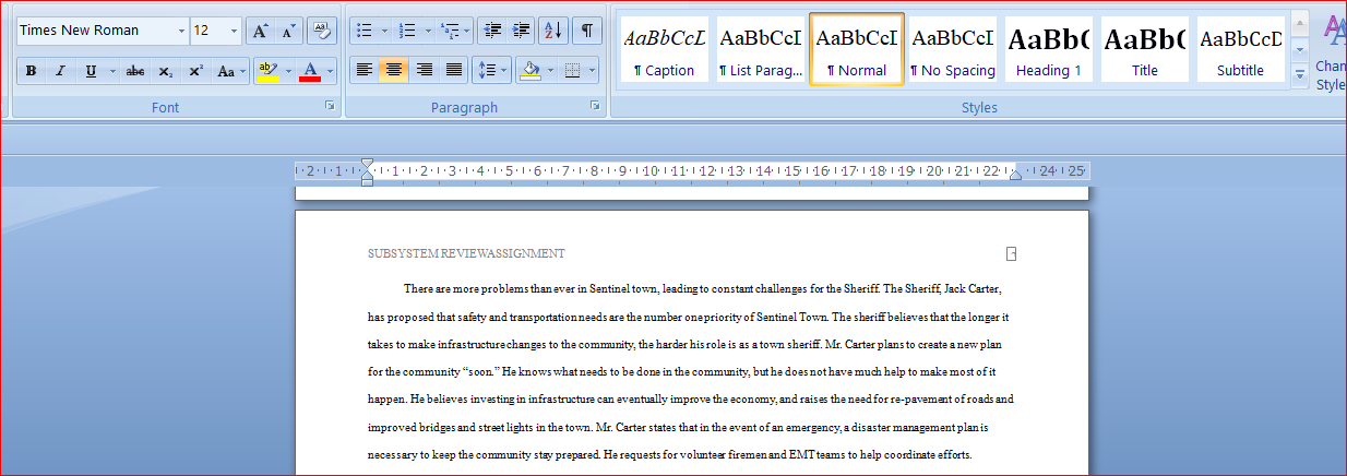 subsystem review assignment