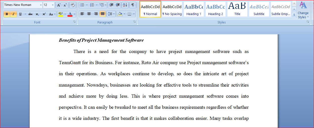 Write a detailed Selling Project Management Report