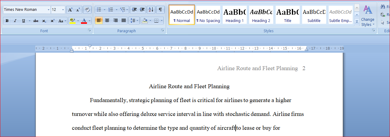 Airline Route and Fleet Planning