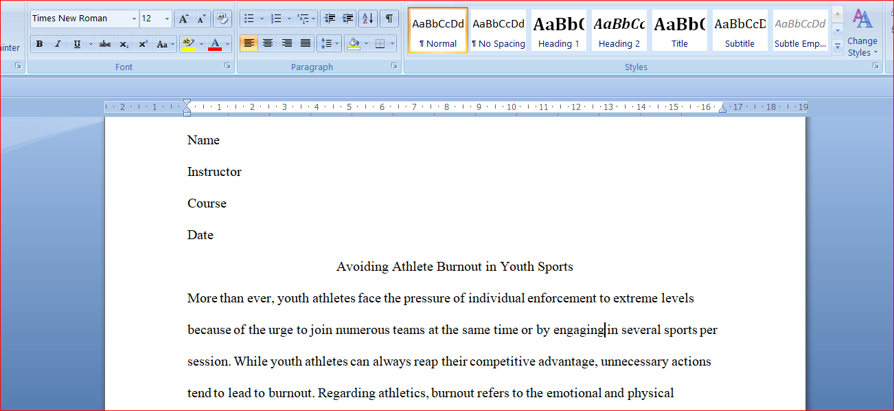 Avoiding Athlete Burnout in Youth Sports