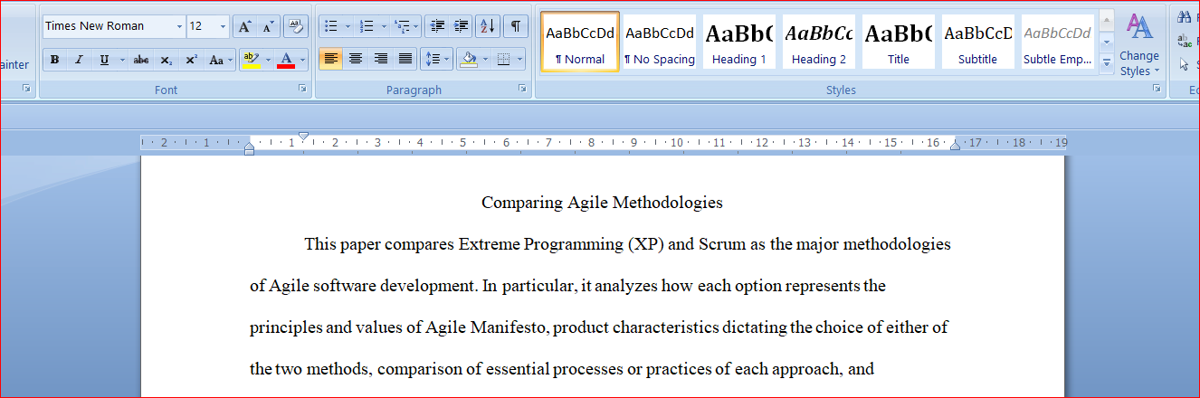 Comparing Agile Methodologies