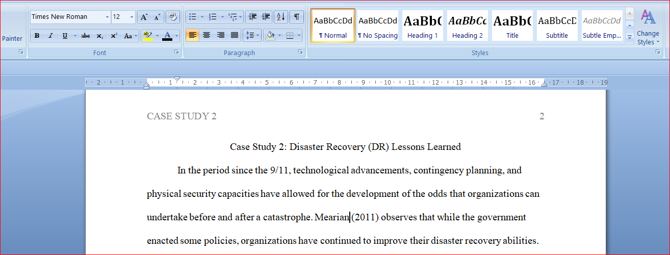Disaster Recovery (DR) Lessons Learned