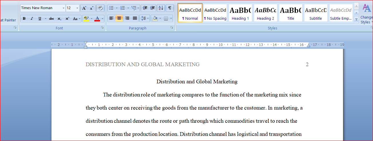 Distribution and Global Marketing