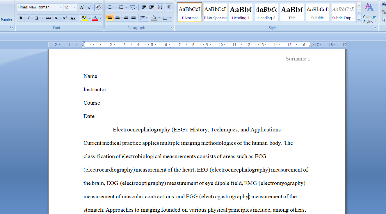 Electroencephalography (EEG)