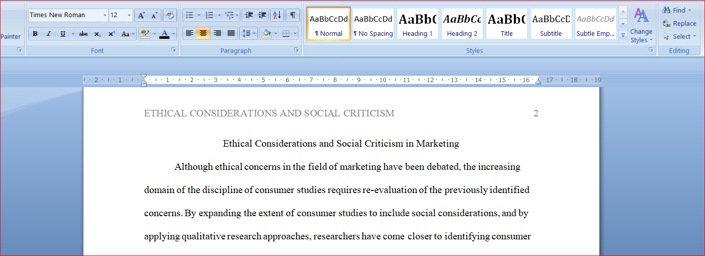 Ethical Considerations and Social Criticism in Marketing 1