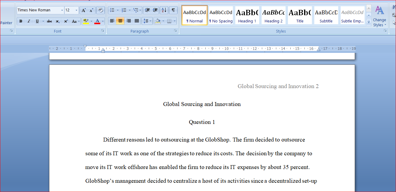 Global Sourcing and Innovation