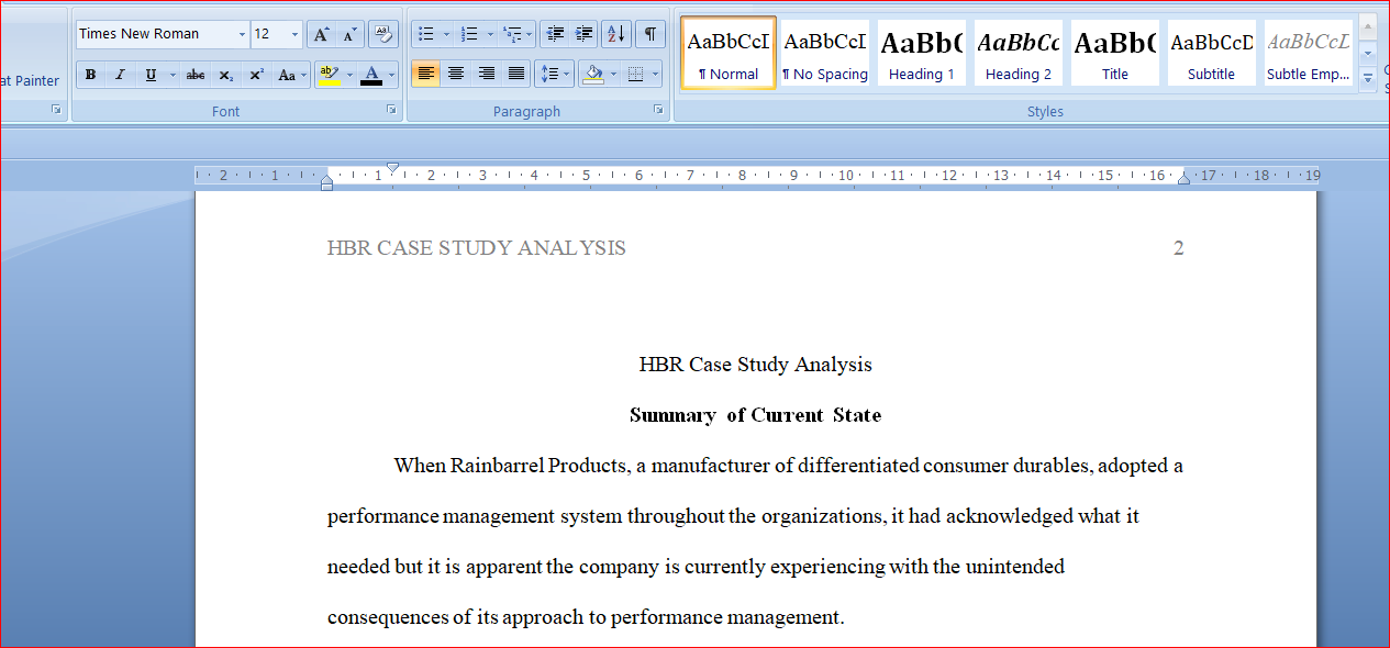 HBR Case Study Analysis