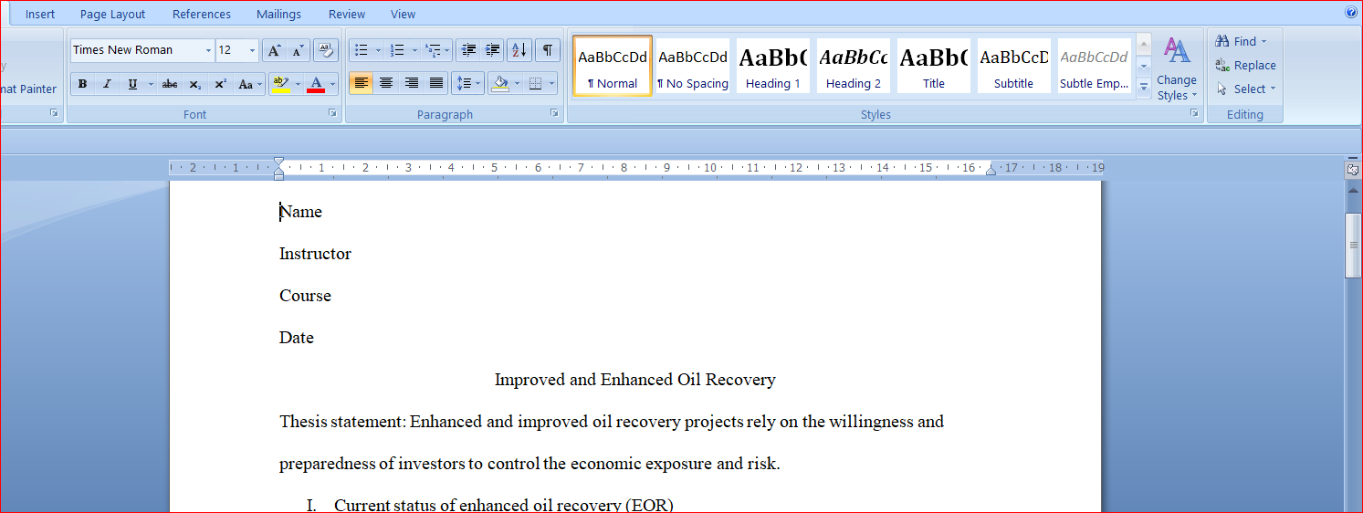 Improved and Enhanced Oil Recovery