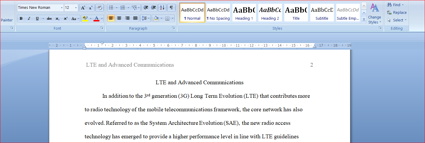 LTE and Advanced Communications