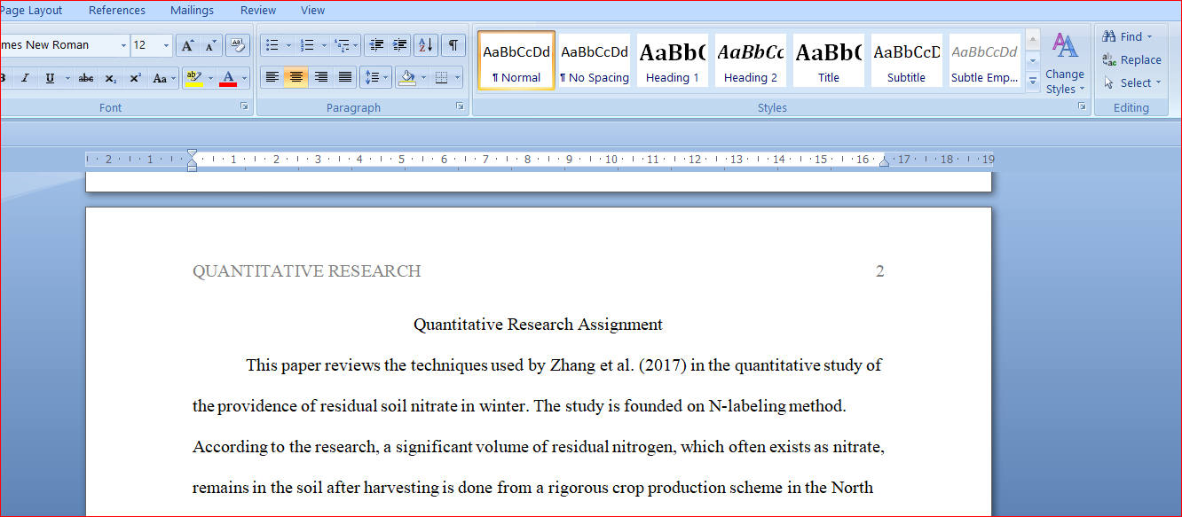 Quantitative Research Assignment