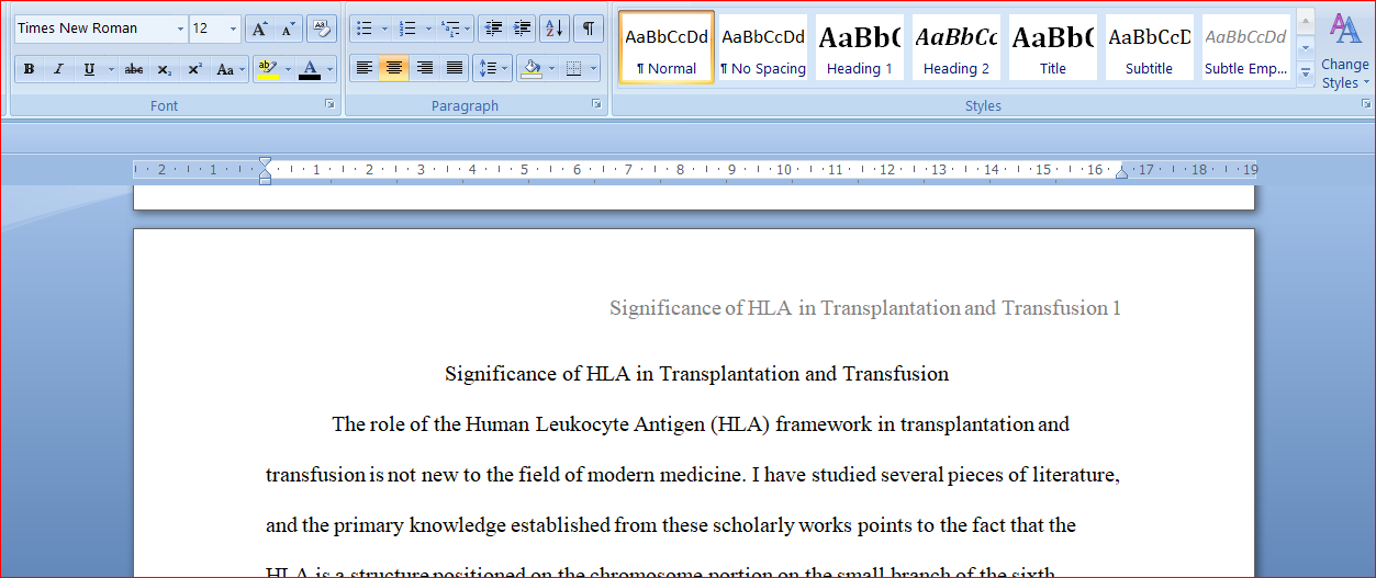 Significance of HLA in Transplantation and Transfusion