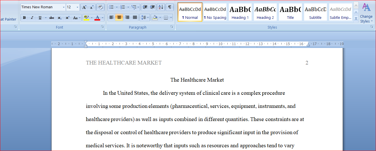 The Healthcare Market